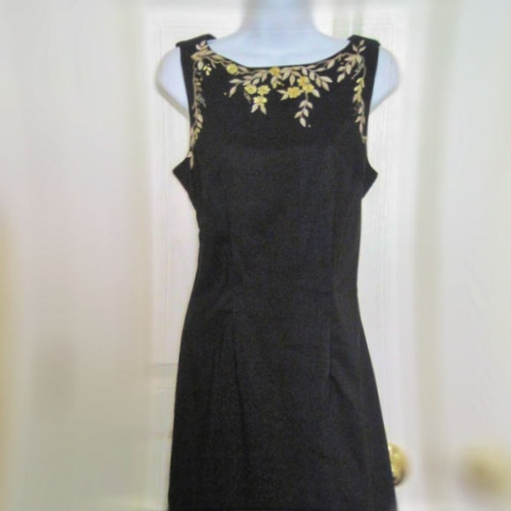 CDC Black & Gold Embellished Sleeveless Dress NWOT
